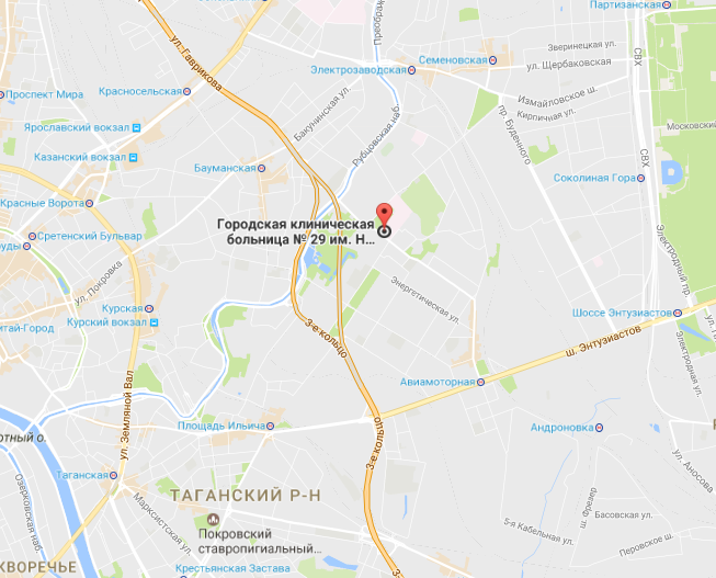Городская клиническая больница № 29 им. Н.Э. Баумана - схема проезда