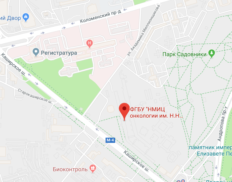 Онкологический центр им. Блохина - карта