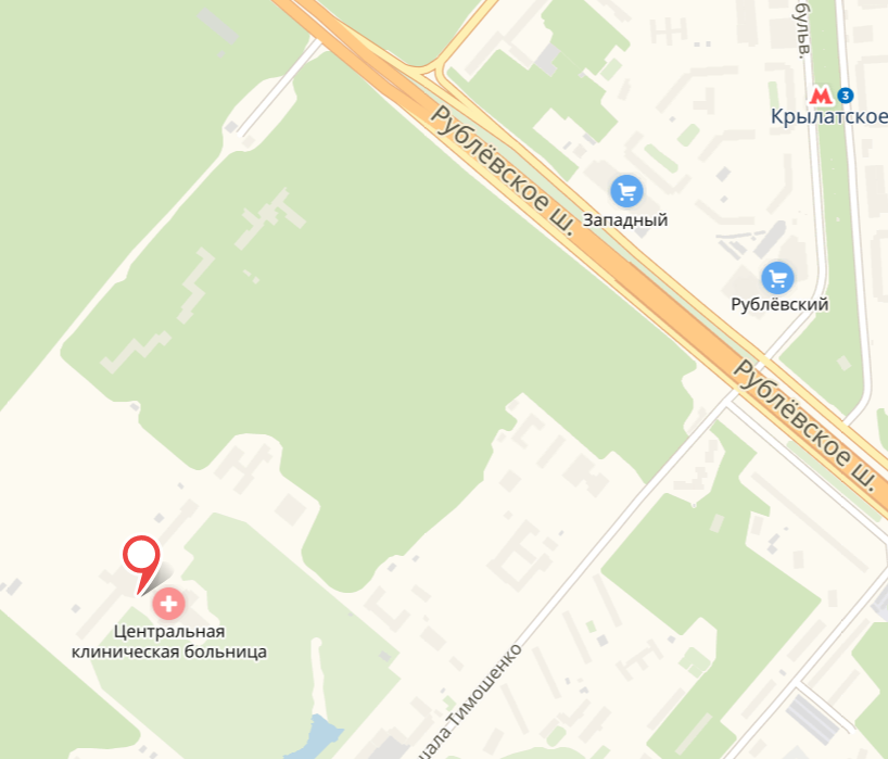 Центральная клиническая больница Управления делами Президента - карта