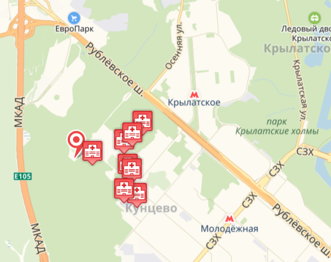 Клиническая больница управления делами Президента - карта