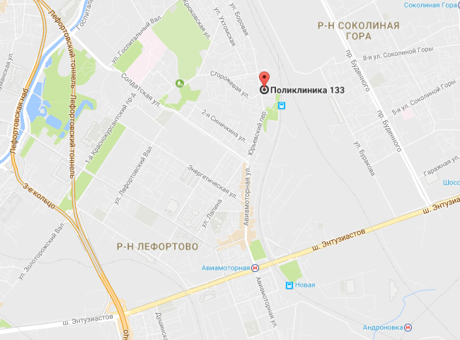 Городская поликлиника № 133 - схема проезда