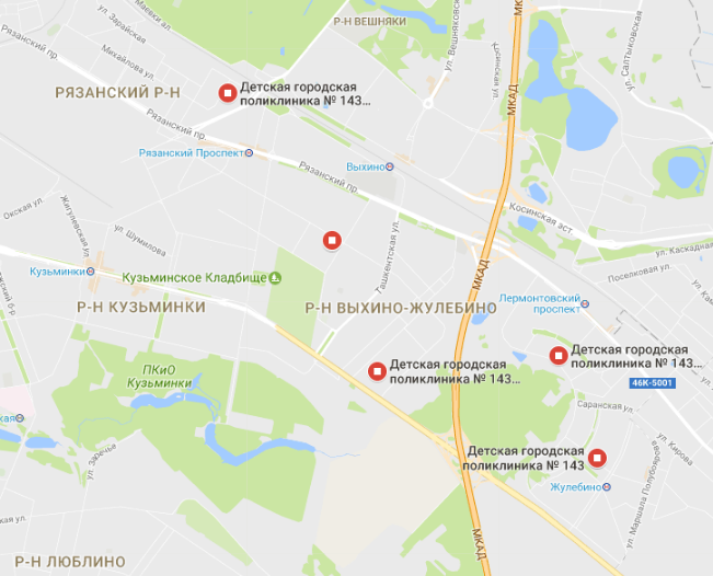 Детская городская поликлиника №143 схема проезда