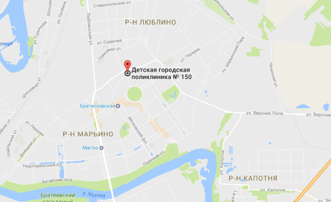 Детская поликлиника № 150 - схема проезда