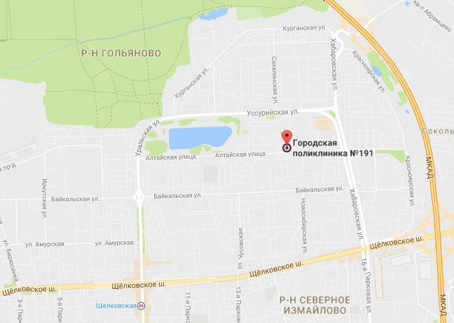 Городская поликлиника № 191 - схема проезда