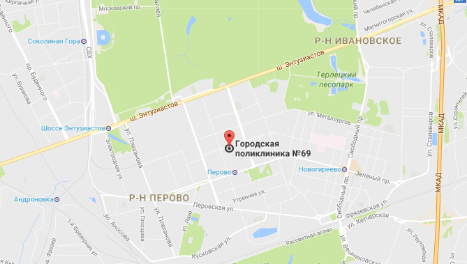 Городская поликлиника № 69 - схема проезда