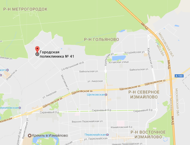 Городская поликлиника № 41 - схема проезда